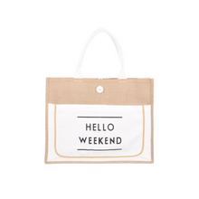 Load image into Gallery viewer, HELLO WEEKEND TOTE BAG - WHITE